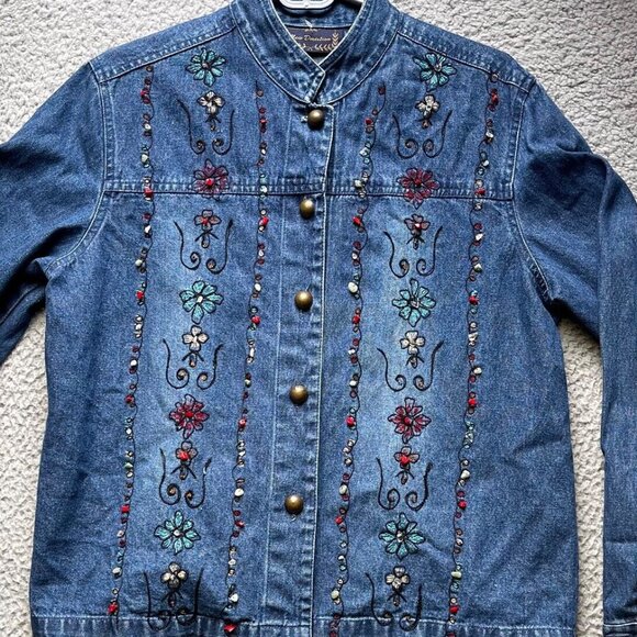 new directions Jackets & Blazers - COPY - New Directions Embroidered Denim Jean Jacket Women S